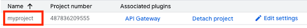 myproject project attached as a runtime project in API hub