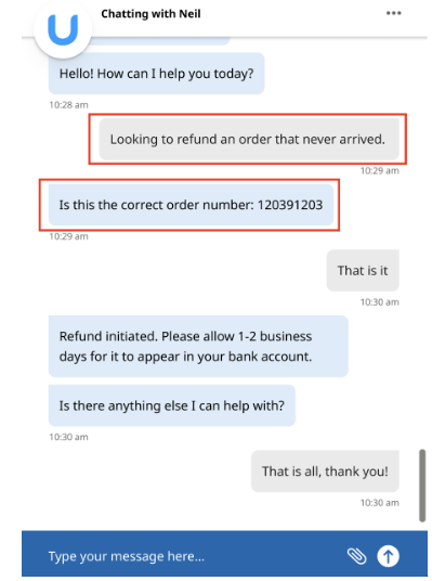 An example of a chat window with the message bubbles highlighted is shown.