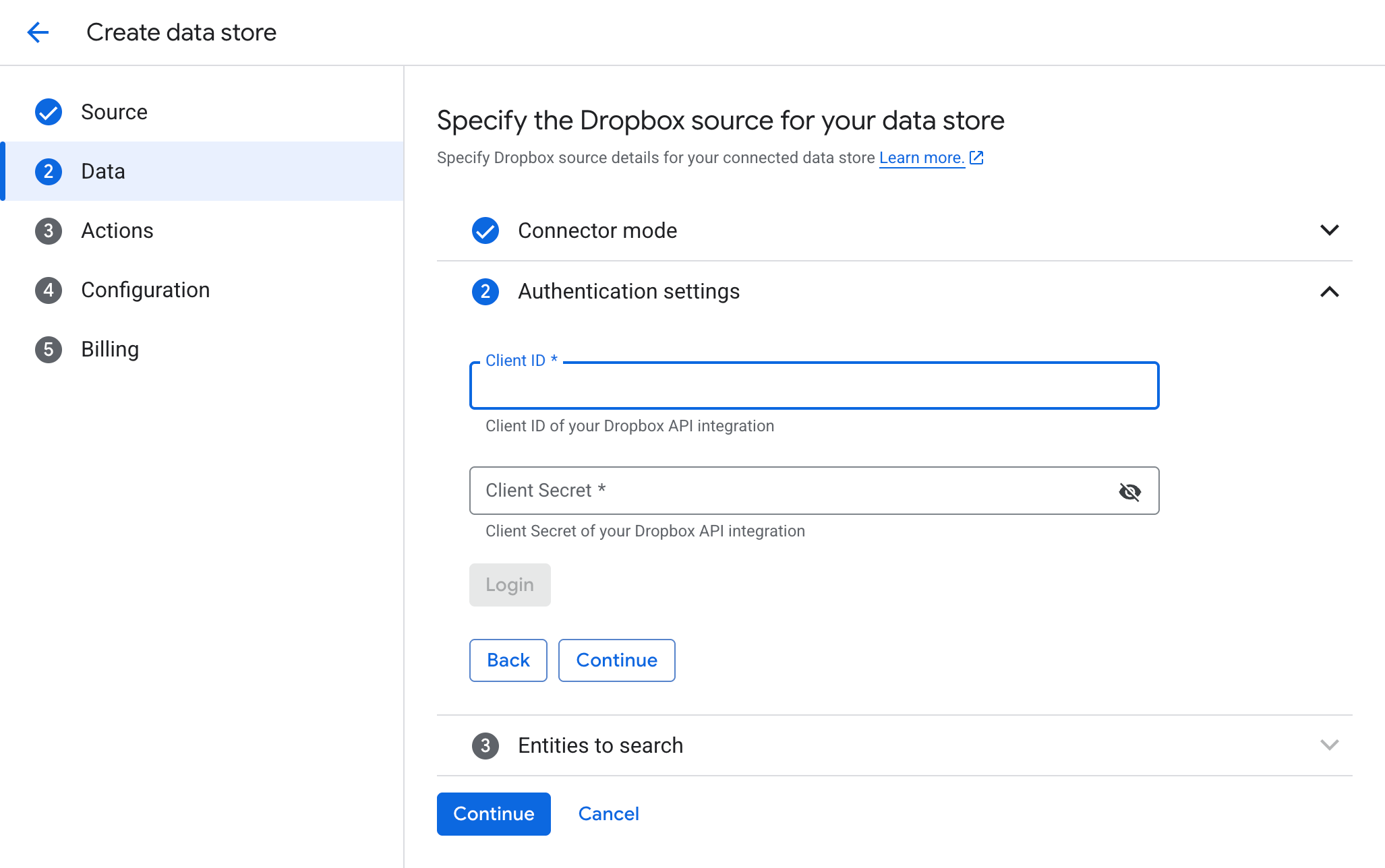 Provide your client ID and client secret