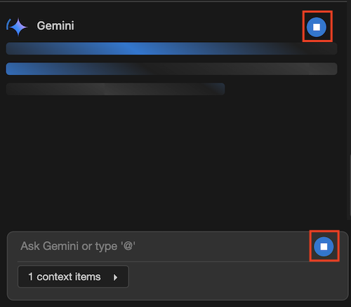 Button to stop in-progress VS Code Gemini Code Assist chat response