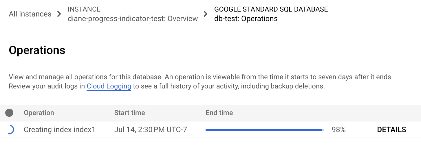 Progress indicator showing progress is at 98%