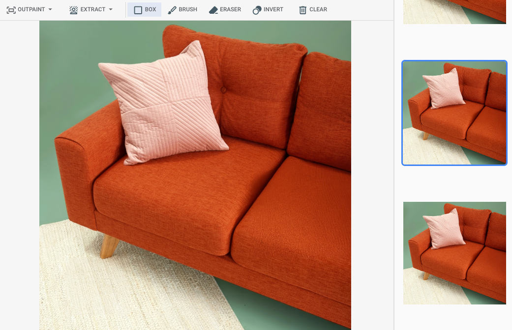 A sample edited image depicts the couch and rug in the input
           example without lemons